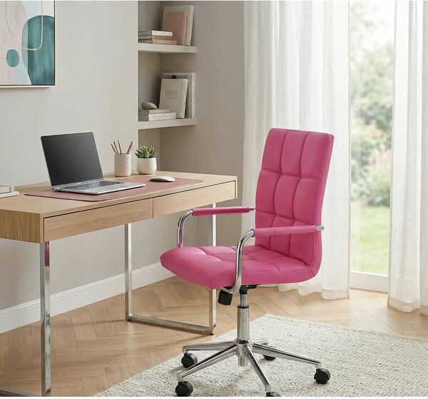 Scaun de birou GONZO 2, roz, piele ecologica, 53x60x98/110 cm
