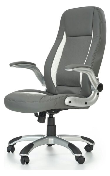 Scaun gaming SATURN, gri, piele ecologica perforata, 67x65x112/120 cm