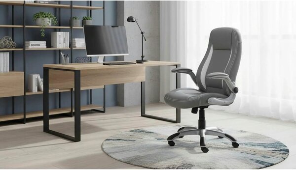 Scaun gaming SATURN, gri, piele ecologica perforata, 67x65x112/120 cm