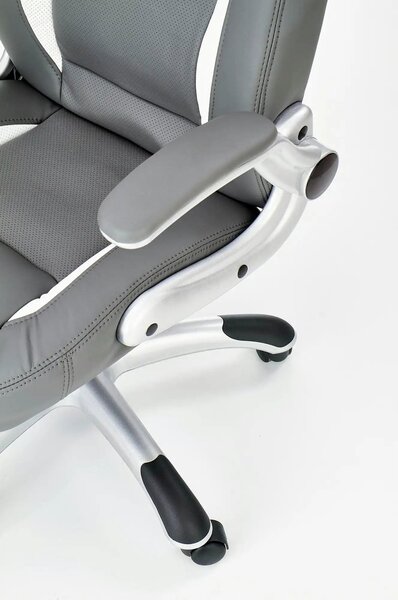 Scaun gaming SATURN, gri, piele ecologica perforata, 67x65x112/120 cm