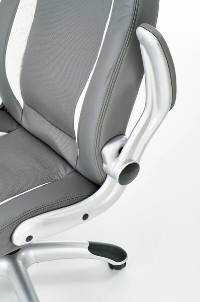 Scaun gaming SATURN, gri, piele ecologica perforata, 67x65x112/120 cm