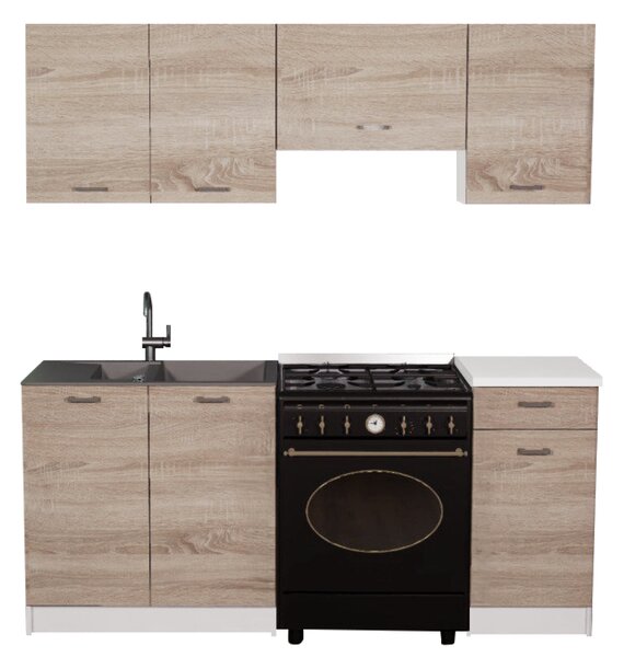 KONDELA Mobilier de bucătărie 1,8 m, stejar sonoma/alb, APART NEW