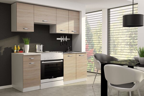 KONDELA Mobilier de bucătărie 1,8 m, stejar sonoma/alb, APART NEW