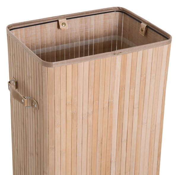 HOMCOM Coș de Rufe din Bambus cu Capac și Geantă Detașabilă, 40x30x60cm, Design Natural | Aosom Romania