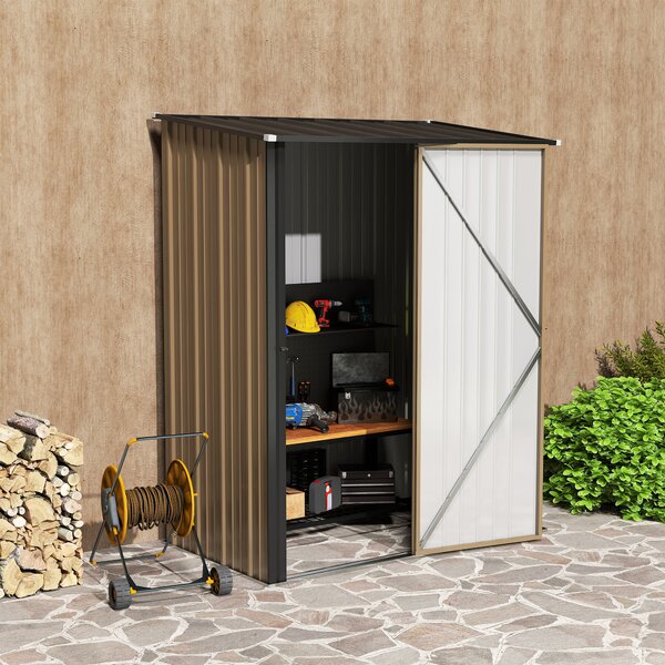 Outsunny Sopron de Gradina din Otel Suport Scule, 161.5x94.5x196cm, Maro