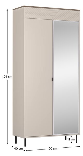 KONDELA Dulap, caşmir/stejar castello, EYCO 2D/40