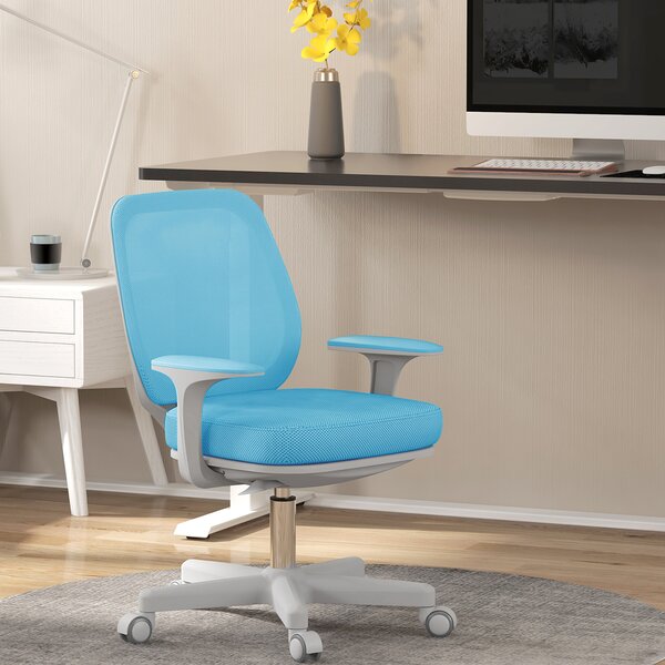 Vinsetto Scaun Birou Ergonomic cu Înălțime Reglabilă, Scaun Rotativ și Respirabil cu Înclinare, 55x48x82.5-94.5 cm, Albastru | Aosom Romania