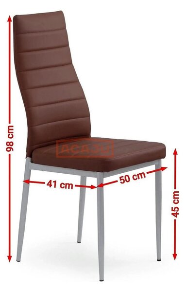 Scaun bucatarie K70, maro inchis/negru, metal/piele ecologica, 41x50x9
