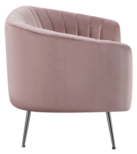 KONDELA Canapea de design cu 2 locuri, ţesătură Velvet roz/crom-argintiu, BAGY