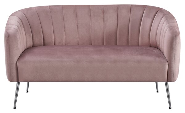 KONDELA Canapea de design cu 2 locuri, ţesătură Velvet roz/crom-argintiu, BAGY