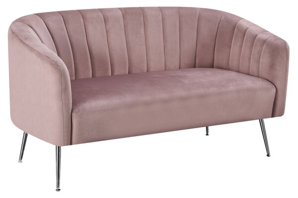 KONDELA Canapea de design cu 2 locuri, ţesătură Velvet roz/crom-argintiu, BAGY