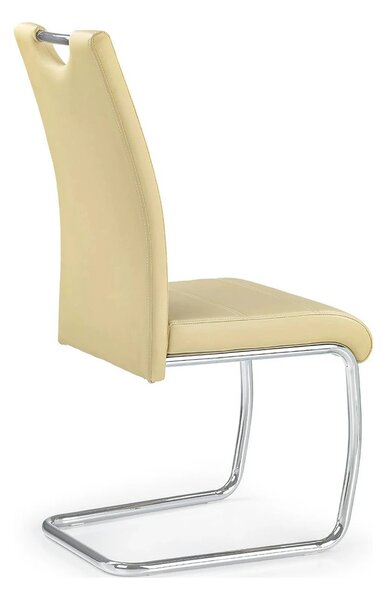 Scaun tapitat piele ecologica K211, bej/crom, 42x60x97 cm