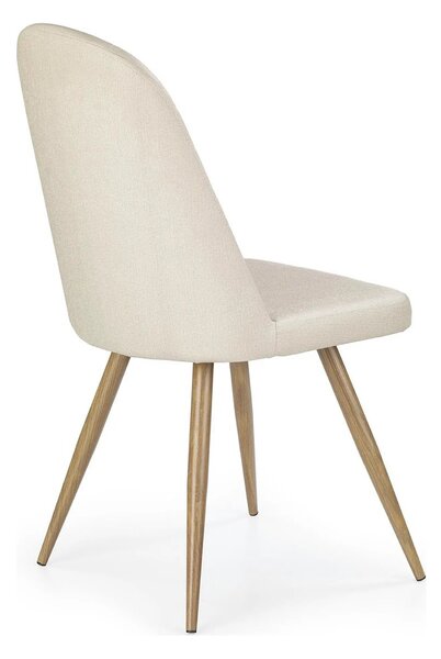 Scaun bucatarie tapitat K214, crem/stejar miere, piele ecologica/metal