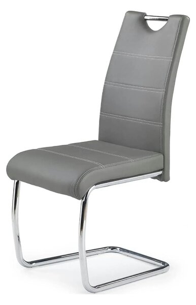 Scaun tapitat piele ecologica K211, gri/crom, 42x60x97 cm