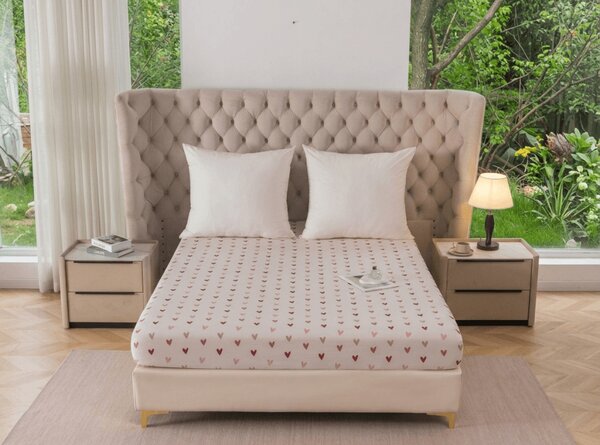 Cearsaf din microfibra SOFHEARTS crem 90x200 cm