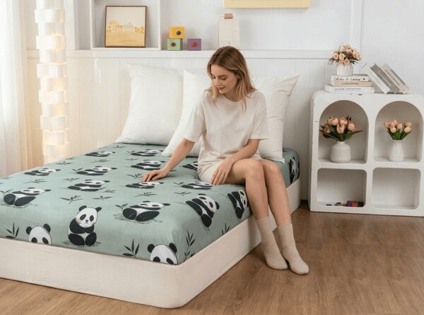 Cearsaf din microfibra PANDA RELAX mentol 90x200 cm