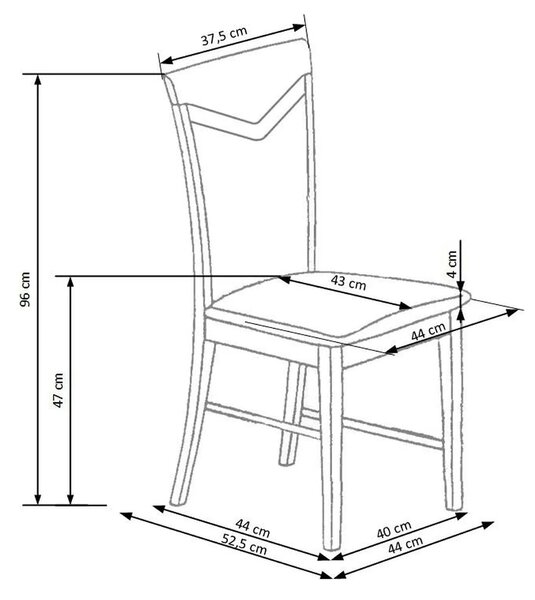 Scaun CITRONE, gri/stejar honey, stofa clasica/lemn de fag, 44X53X96 C