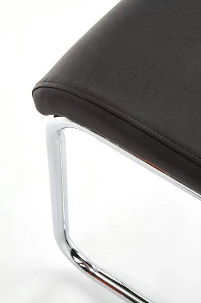 Scaun tapitat K224, negru/crom, piele ecologica/metal, 44X54X100 CM