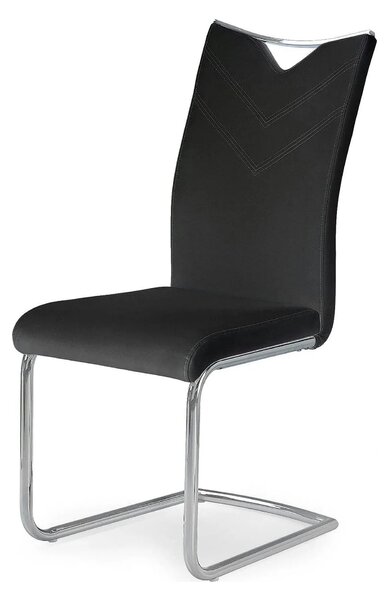Scaun tapitat K224, negru/crom, piele ecologica/metal, 44X54X100 CM
