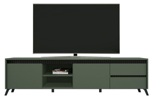 KONDELA Măsuţă TV, verde smoke/negru, LONGY RTV2K2So