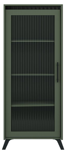 KONDELA Vitrină, verde smoke/negru, LONGY REG1W