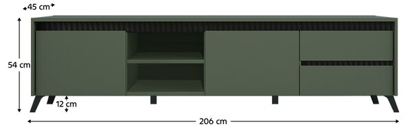 KONDELA Măsuţă TV, verde smoke/negru, LONGY RTV2K2So