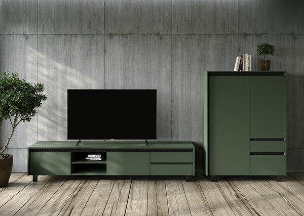 KONDELA Vitrină, verde smoke/negru, LONGY REG1W