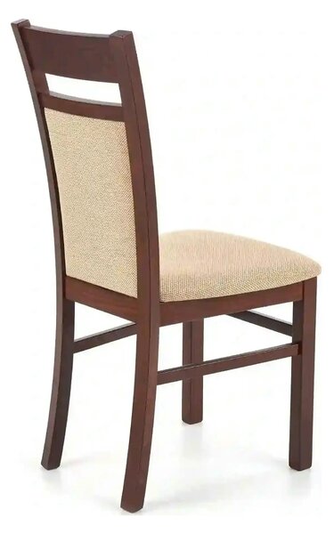 Scaun tapitat Gerard 2, bej/nuc inchis, stofa clasica/lemn de fag, 44X