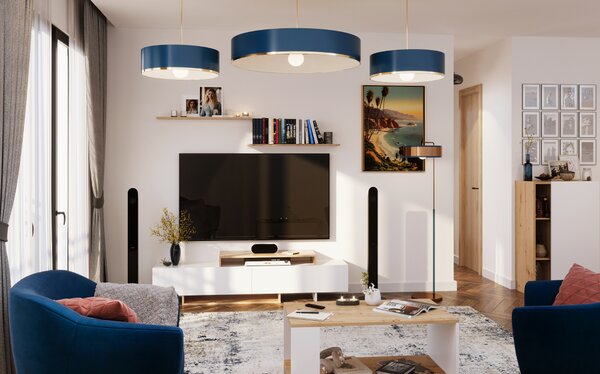 KONDELA Mobilier de perete living, alb/stejar artisan, MILONA