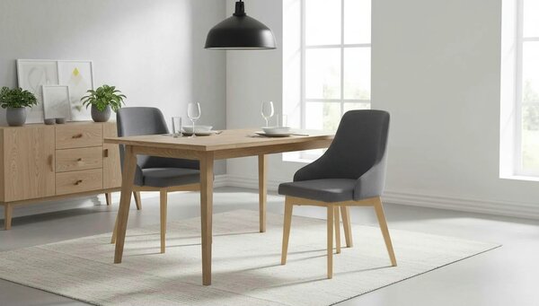 Scaun TOLEDO, gri inchis/stejar miere, stofa clasica, 55x51x82 cm
