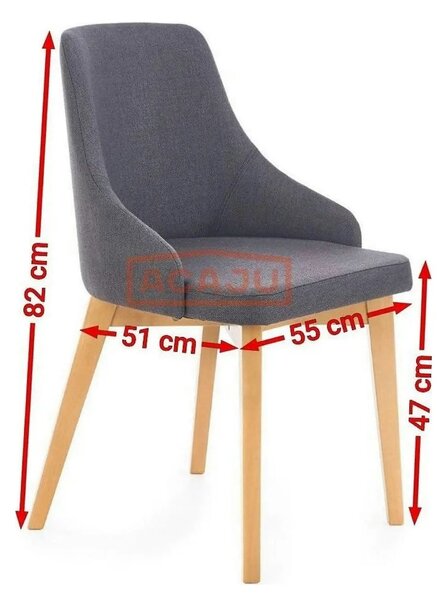 Scaun TOLEDO, gri inchis/stejar miere, stofa clasica, 55x51x82 cm