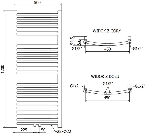 Mexen Ares, element electric de incalzire 1200x500 mm + tija de incalzire 600 W, auriu lucios, W102-1200-500-2600-50