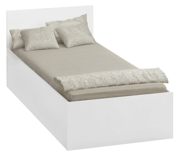 KONDELA Pat cu somieră metalic şi spaţiu de depozitare, 90x200, alb, DOLI