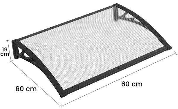 Copertină PREMIUM 60x60 cm, placă 6 mm dintr-o bucată – Negru/Transparent