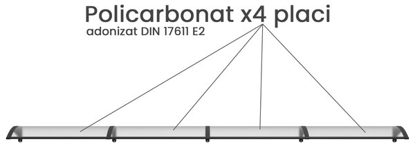 Copertină PREMIUM 400x80 cm, placă 6 mm dintr-o bucată – Negru/Transparent