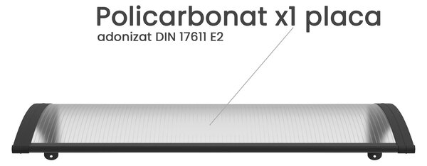 Copertină PREMIUM 60x60 cm, placă 6 mm dintr-o bucată – Negru/Transparent