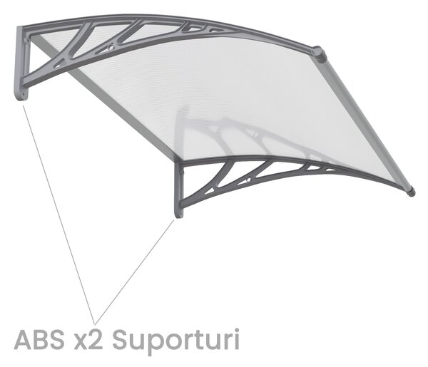 Copertină PREMIUM 60x60 cm, placă 6 mm dintr-o bucată – Gri/Transparent
