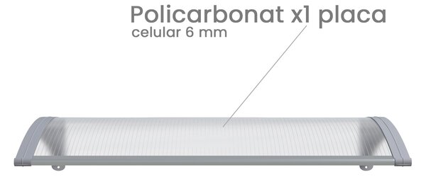 Copertină PREMIUM 60x60 cm, placă 6 mm dintr-o bucată – Gri/Transparent