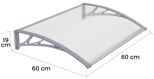 Copertină PREMIUM 60x60 cm, placă 6 mm dintr-o bucată – Gri/Transparent