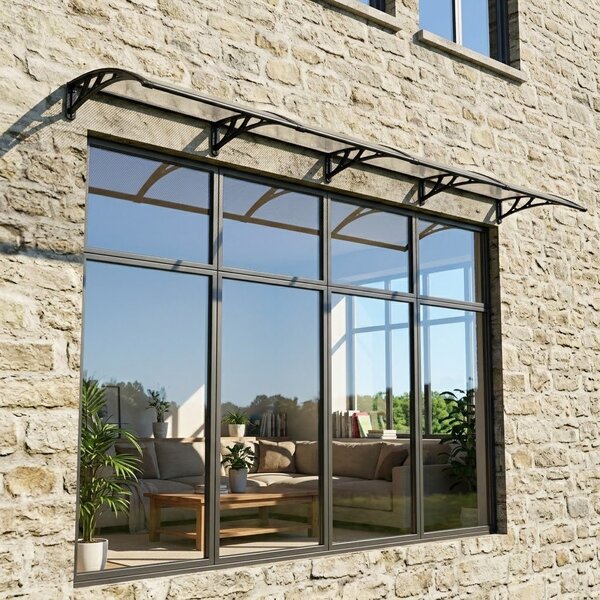 Copertină PREMIUM 400x80 cm, placă 6 mm dintr-o bucată – Negru/Transparent