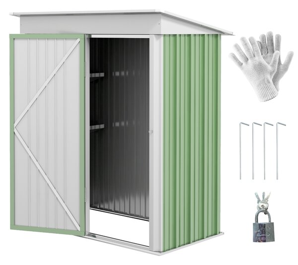 Casute de gradina de mici dimensiuni, din otel,cu usa cu blocare, 161x95x163/181cm, verde | Aosom Romania