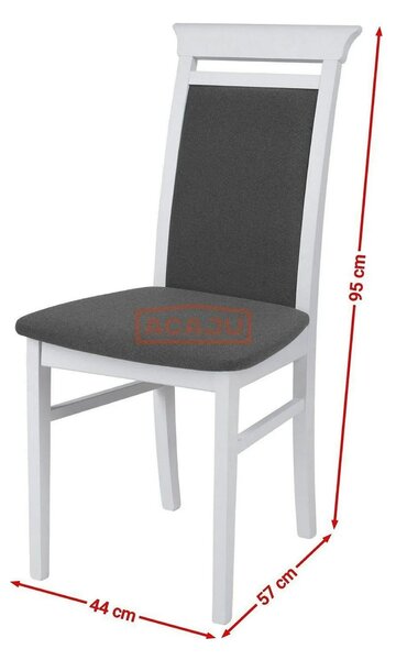 Scaun IDENTO, gri/alb, stofa/lemn, 44x57x95 cm
