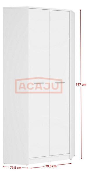 Dulap NEPO PLUS, alb, PAL, cu 2 usi, 80x80x197 cm