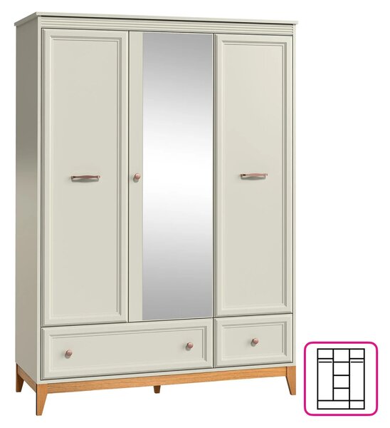 KONDELA Dulap, caşmir crem/stejar, VENDY W-15
