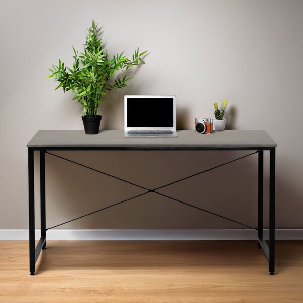 KONDELA Birou, beton/negru, 150x60 cm, MELLORA