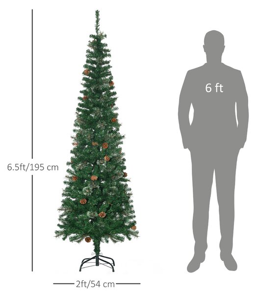 Pom de Craciun artificial 165cm cu ramuri realiste si 27 de conuri de pin, decor de Craciun, verde HOMCOM | Aosom RO