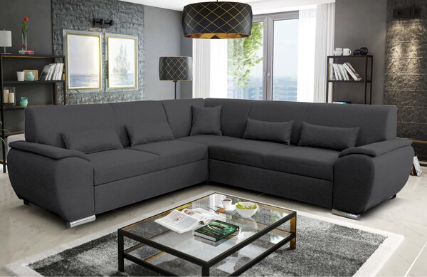 KONDELA Set canapea, dreapta, material textil gri închis, AMILA ROH