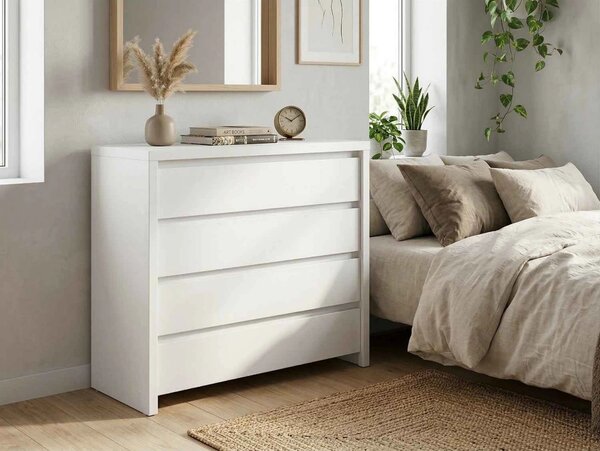 Comoda KASPIAN KOM4S, alb, PAL melaminat, 105x41x92 cm