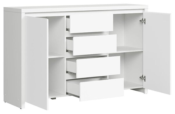 Comoda KASPIAN KOM2D4S, alb, PAL, 144x41x92 cm