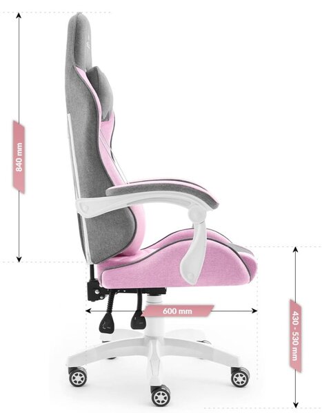 Scaun de gaming Rainbow Pink Gray Mesh